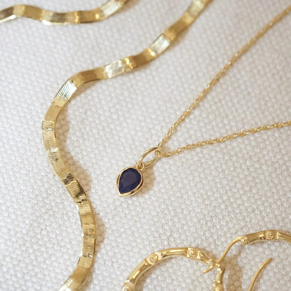 Daisy London Gold Sapphire September Birthstone Charm Necklace - MococoDaisy LondonBS21_GPNecklaces