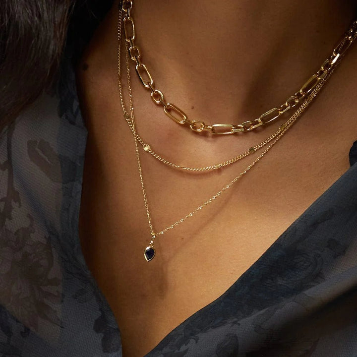 Daisy London Gold Sapphire September Birthstone Charm Necklace - MococoDaisy LondonBS21_GPNecklaces