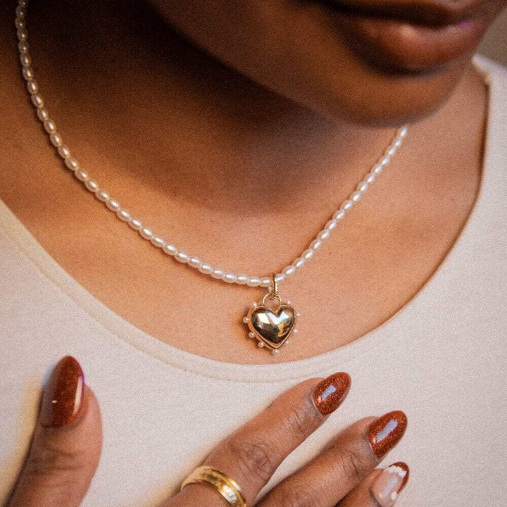 Daisy London Gold Shrimps Chubby Heart Pearl Necklace - MococoDaisy LondonSHN012_GPNecklaces