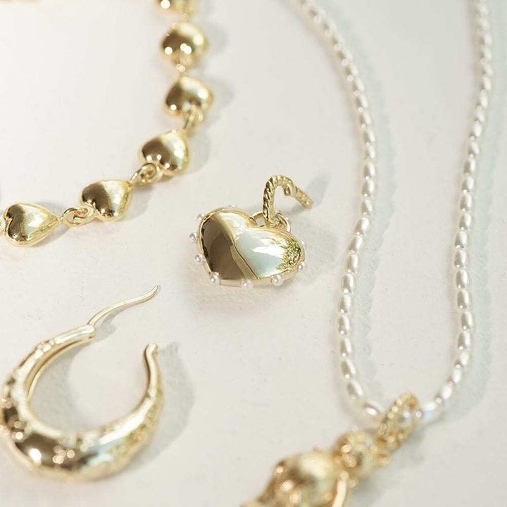 Daisy London Gold Shrimps Chubby Heart Pearl Necklace - MococoDaisy LondonSHN012_GPNecklaces