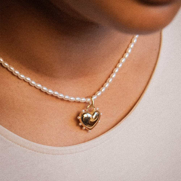 Daisy London Gold Shrimps Chubby Heart Pearl Necklace - MococoDaisy LondonSHN012_GPNecklaces
