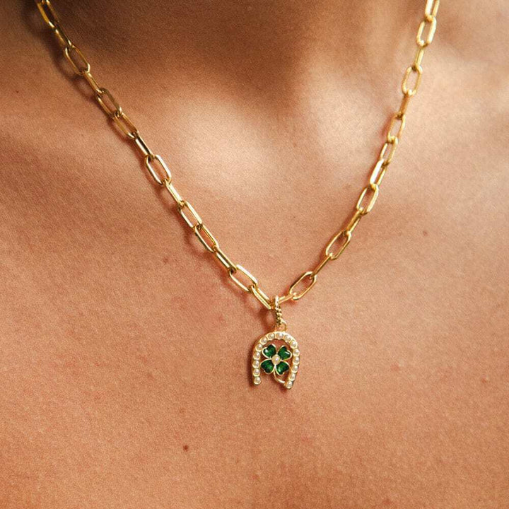 Daisy London Gold Shrimps Clover Charm Chunky Necklace - MococoDaisy LondonSHN014_GPNecklaces