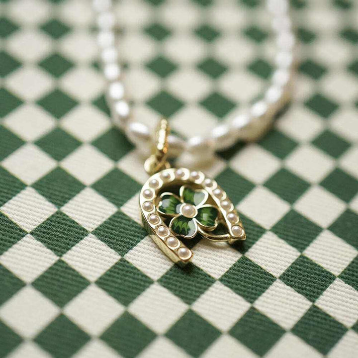 Daisy London Gold Shrimps Clover Charm Pearl Necklace - MococoDaisy LondonSHN015_GPNecklaces