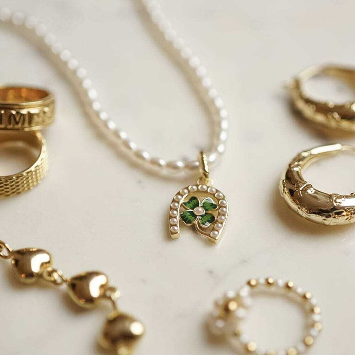 Daisy London Gold Shrimps Clover Charm Pearl Necklace - MococoDaisy LondonSHN015_GPNecklaces