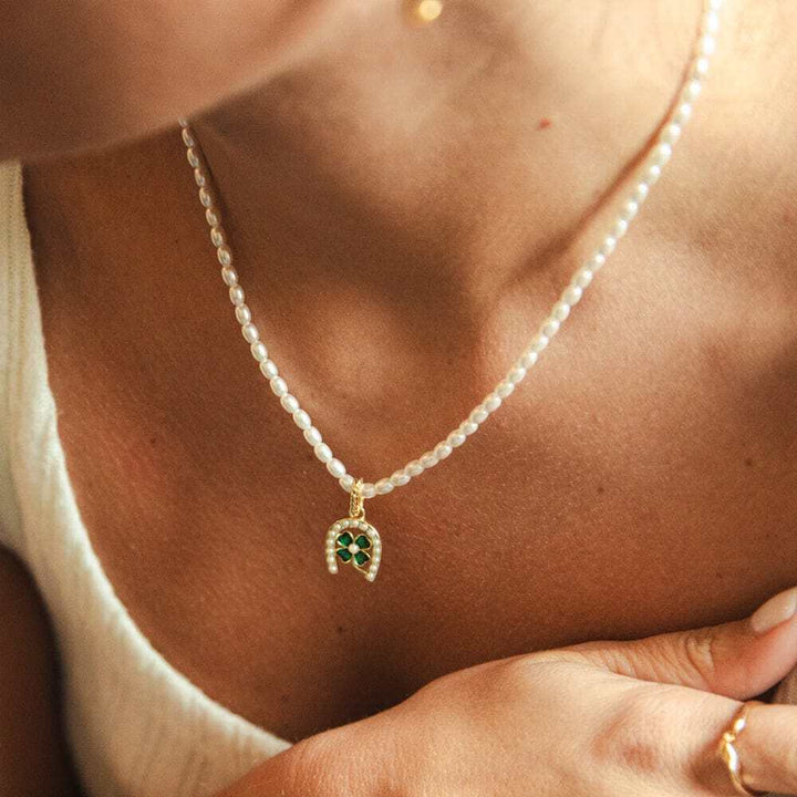 Daisy London Gold Shrimps Clover Charm Pearl Necklace - MococoDaisy LondonSHN015_GPNecklaces