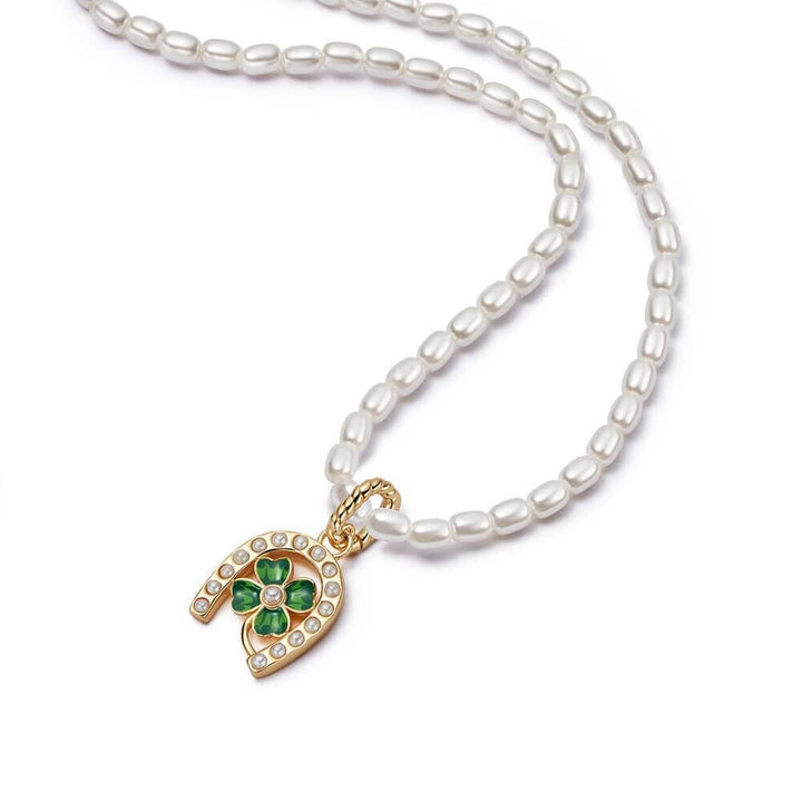 Daisy London Gold Shrimps Clover Charm Pearl Necklace - MococoDaisy LondonSHN015_GPNecklaces