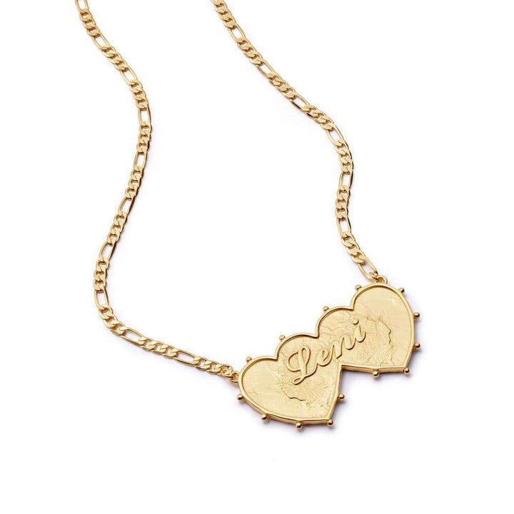 Daisy London Gold Shrimps Double Heart Personalised Necklace - MococoDaisy LondonNP012_GPNecklaces