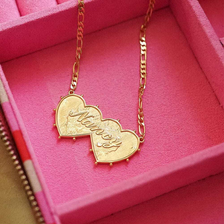 Daisy London Gold Shrimps Double Heart Personalised Necklace - MococoDaisy LondonNP012_GPNecklaces