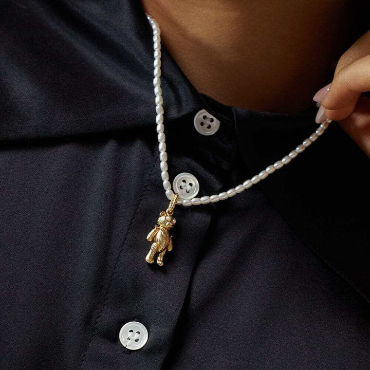 Daisy London Gold Shrimps Teddy Bear Pearl Necklace image 1