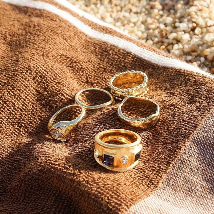 Daisy London Gold / Silver Plate Chunky Stone Textured Ring Additional Image - 2