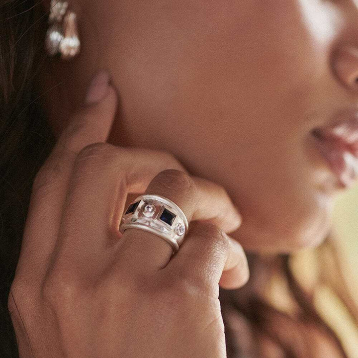Daisy London Gold / Silver Plate Chunky Stone Textured Ring Additional Image - 3