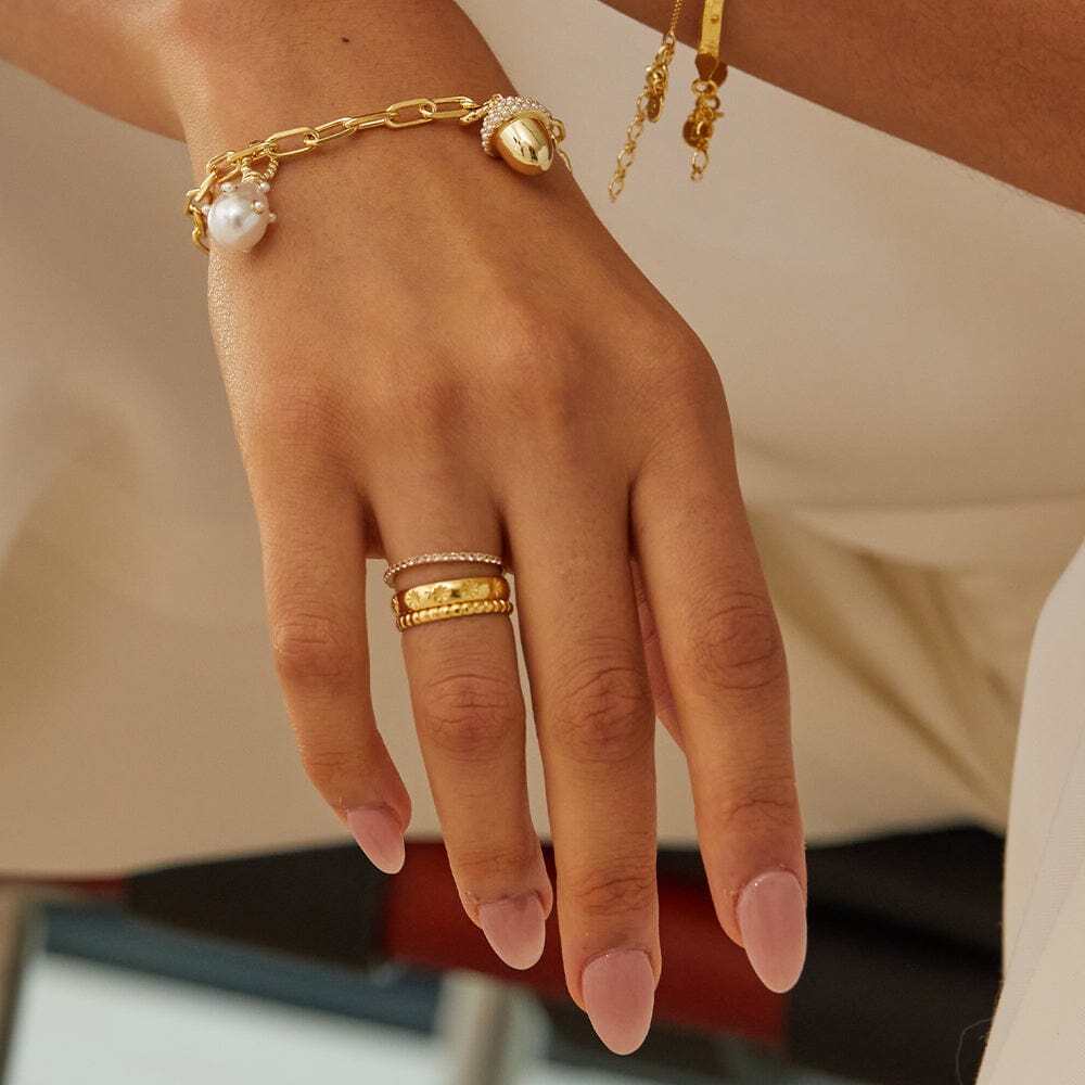 Daisy London Gold / Silver Plate Dainty Crystal Stacking Ring Additional Image - 2