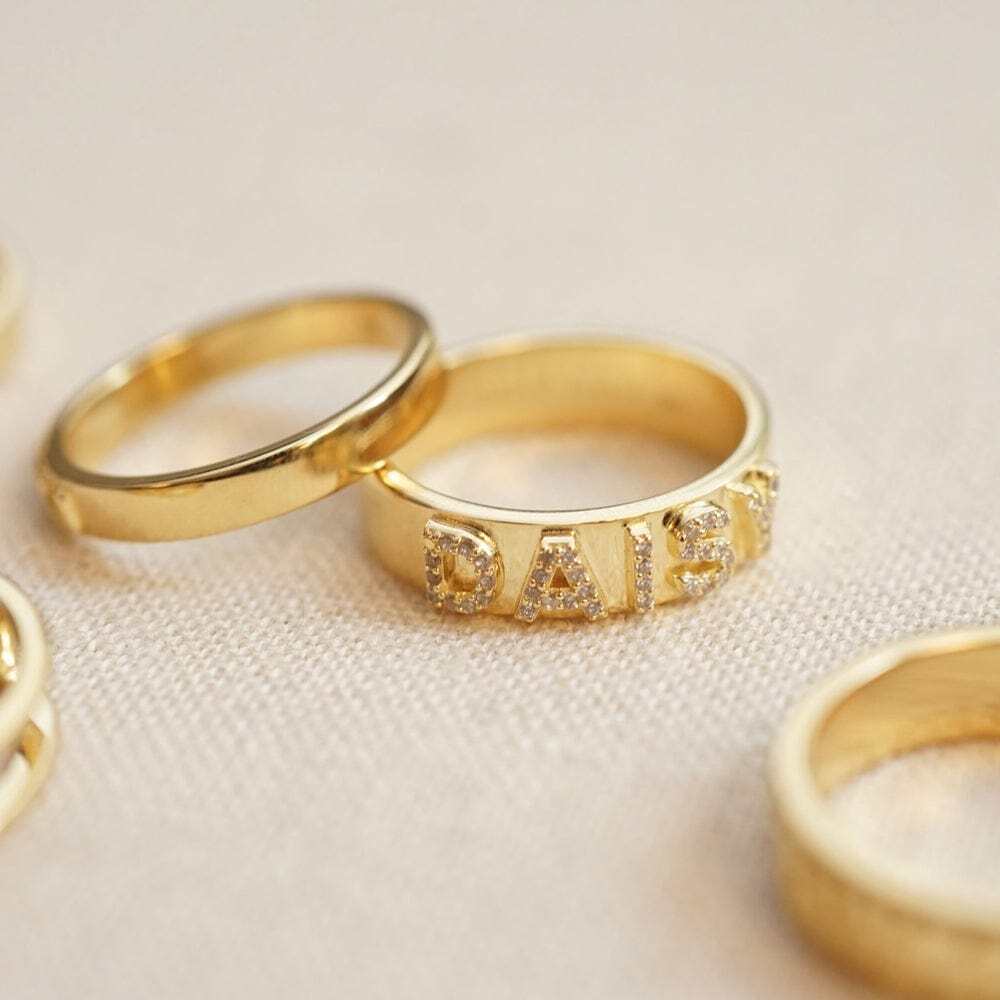 Daisy London Gold / Silver Plate Personalised Crystal Ring Additional Image - 6