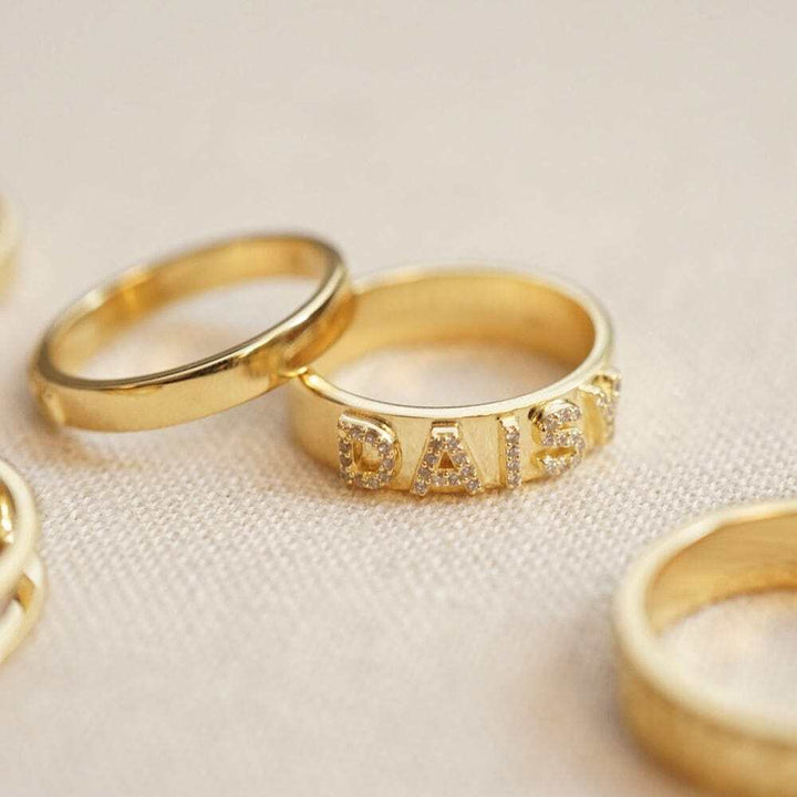 Daisy London Gold / Silver Plate Personalised Crystal Ring Additional Image - 6