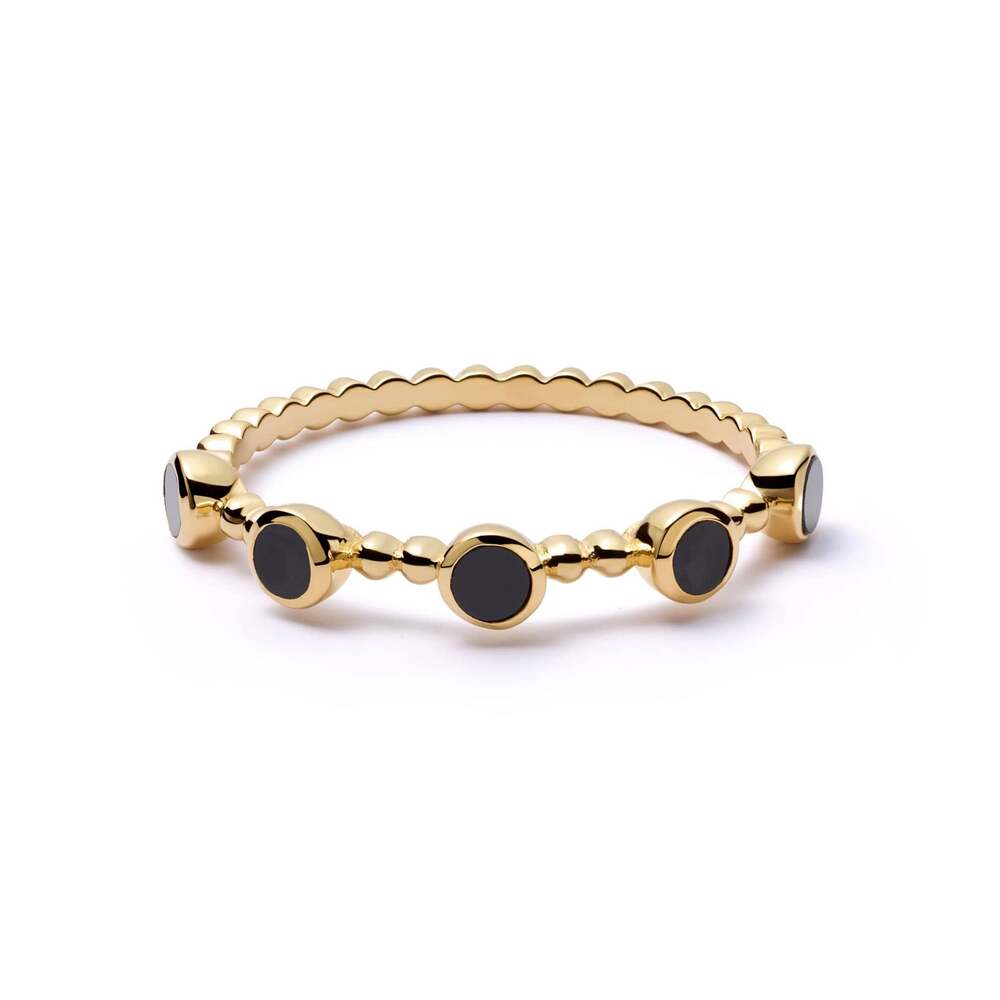 Daisy London Gold / Silver Plate Polly Black Onyx Bobble Ring