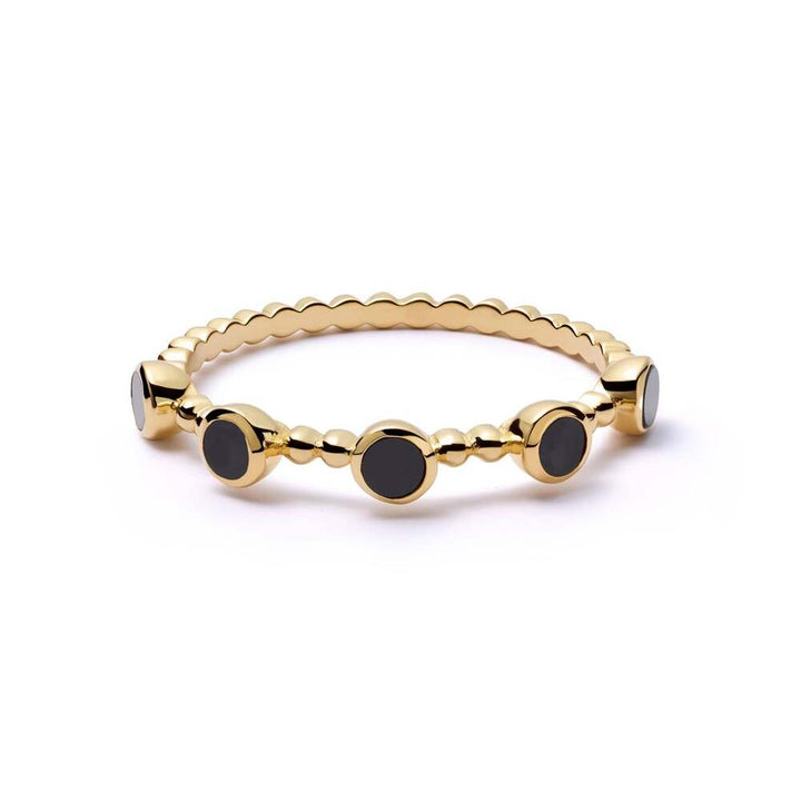 Daisy London Gold / Silver Plate Polly Black Onyx Bobble Ring