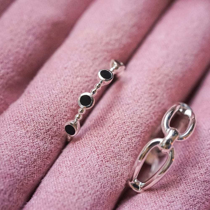 Daisy London Gold / Silver Plate Polly Black Onyx Bobble Ring Additional Image - 5