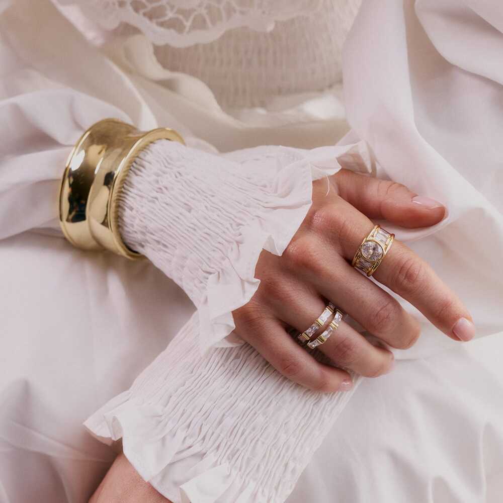 Daisy London Polly Crystal Mixed Metal Ring Stack Additional Image - 2