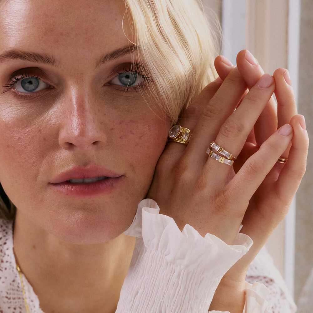 Daisy London Polly Crystal Mixed Metal Ring Stack Additional Image - 5