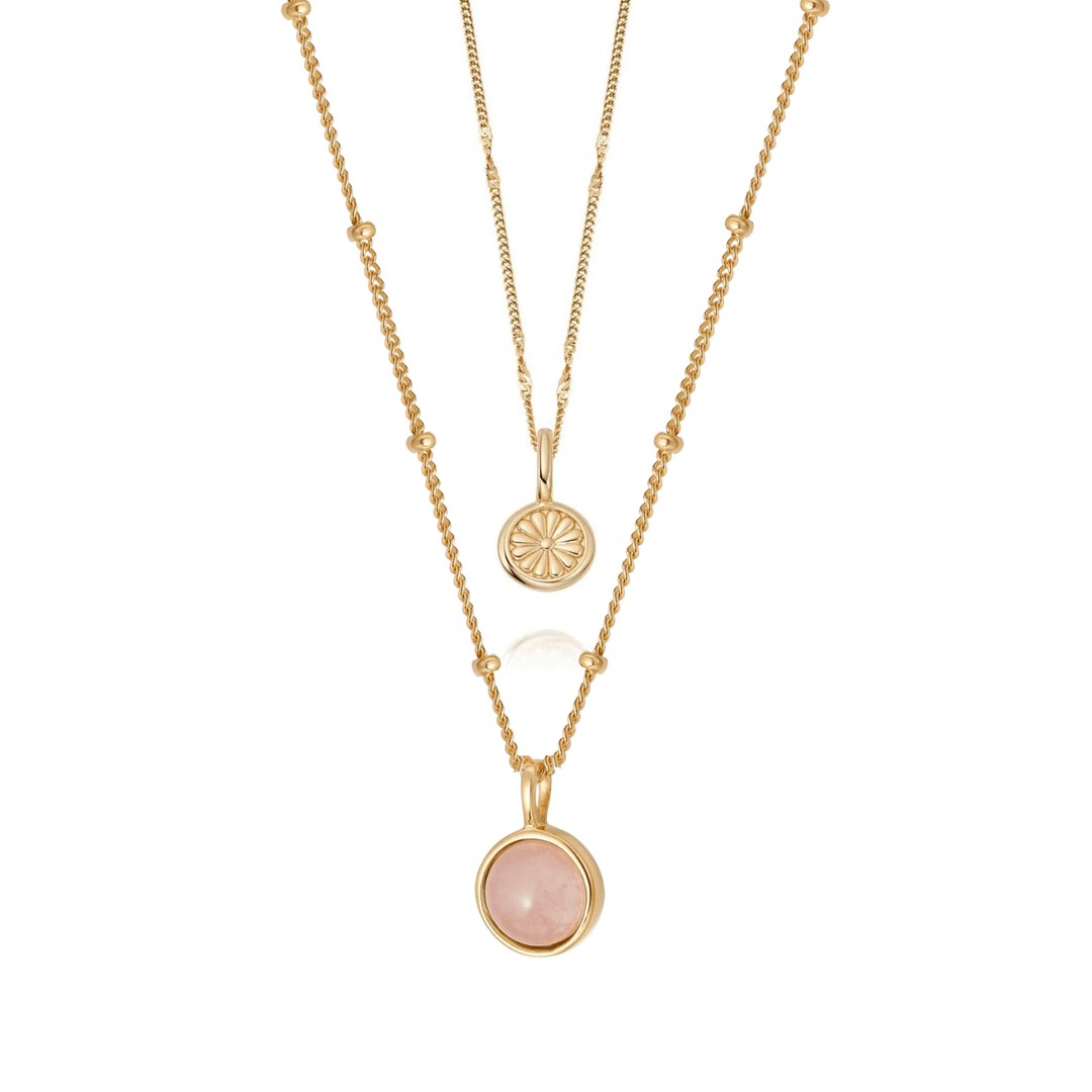 Daisy London Rose Quartz & Bloom Healing Stone Set of 2 Necklaces - MococoDaisy LondonJewellery Sets