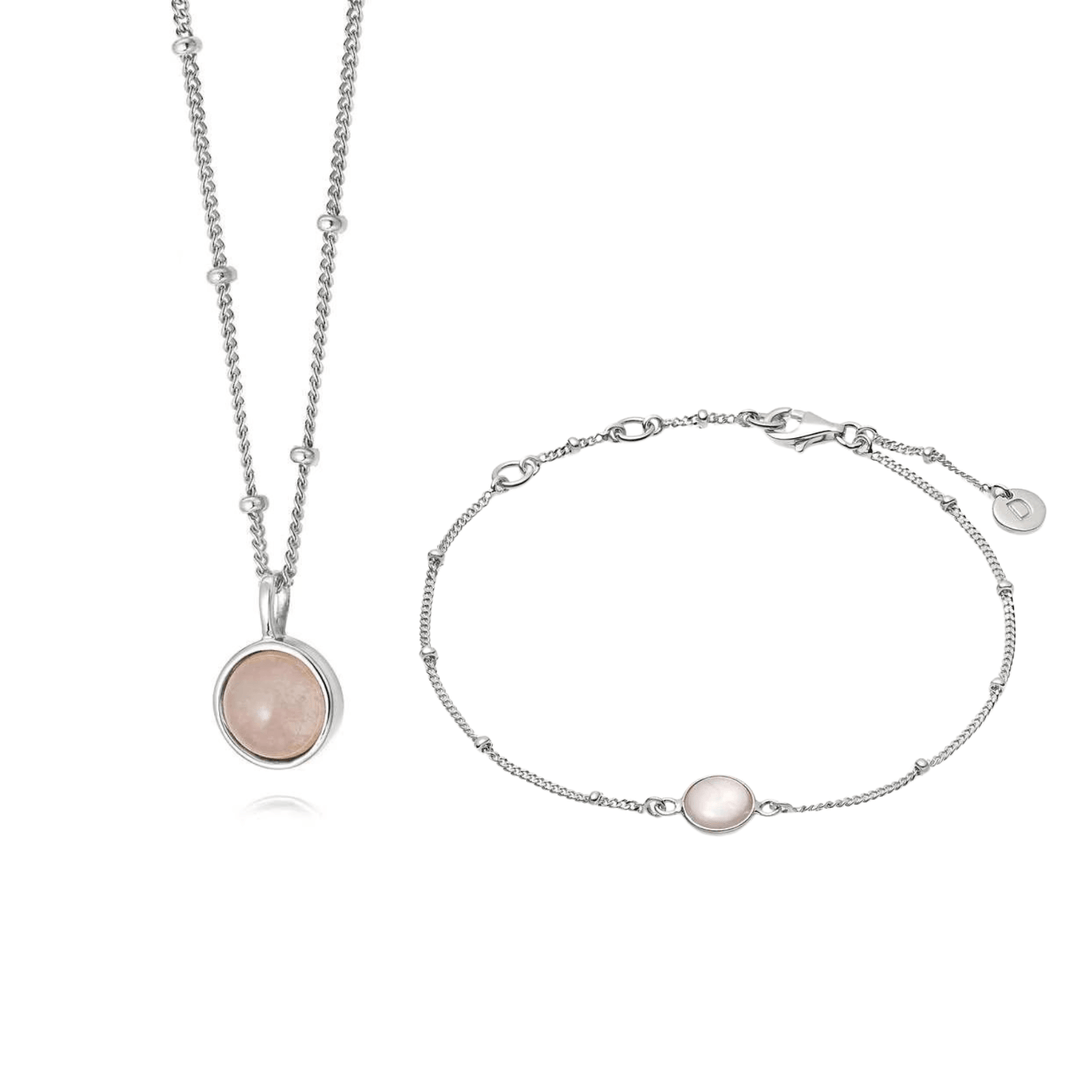 Daisy London Rose Quartz Healing Stone Bracelet & Necklace Set - MococoDaisy LondonJewellery Sets