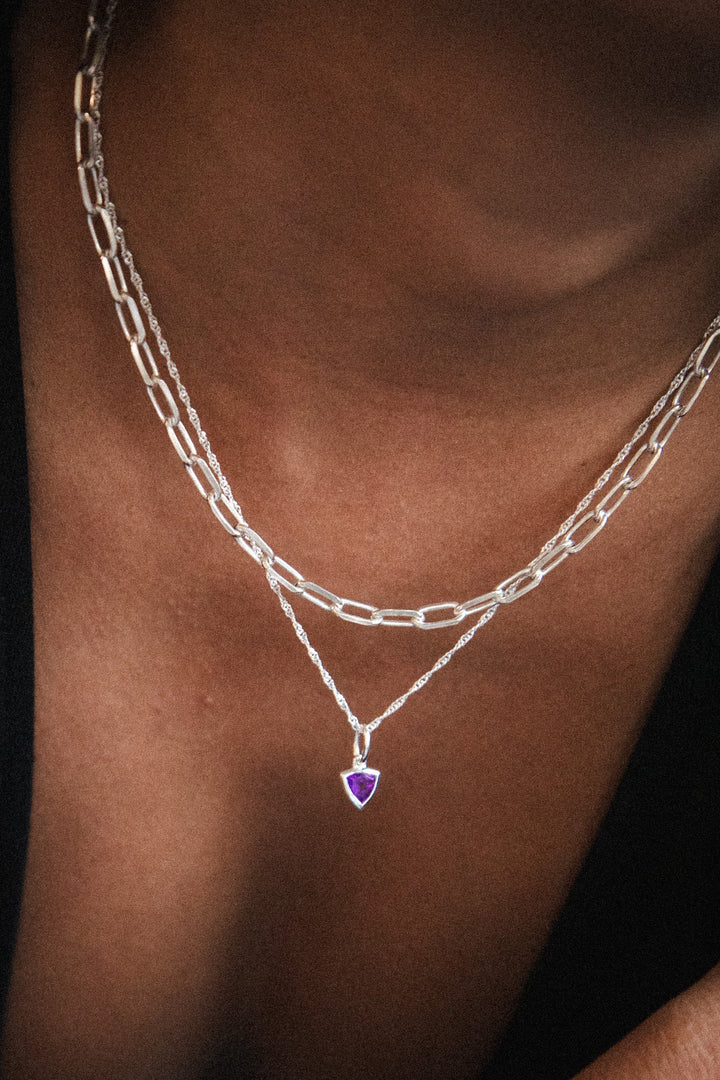 Daisy London Silver Amethyst February Birthstone Charm Necklace - MococoDaisy LondonBS14_SLVNecklaces