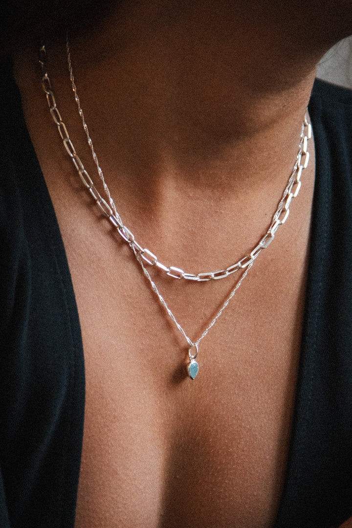 Daisy London Silver Aquamarine March Birthstone Charm Necklace - MococoDaisy LondonBS15_SLVNecklaces