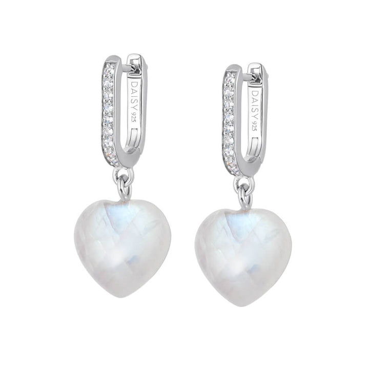 Daisy London Silver Beloved Moonstone Heart Drop Earrings - MococoDaisy LondonJE04_SLVEarrings
