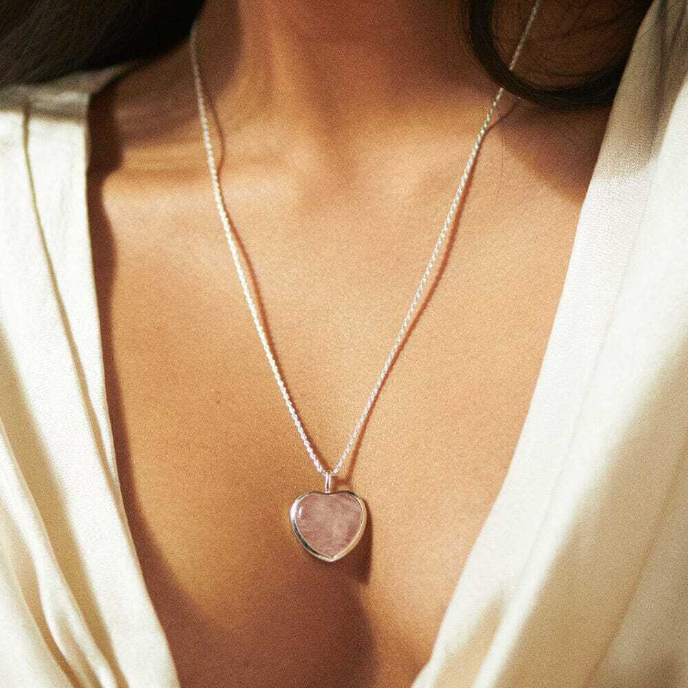 Daisy London Silver Beloved Rose Quartz Heart Pendant - MococoDaisy LondonJN01_SLVCharms & Pendants