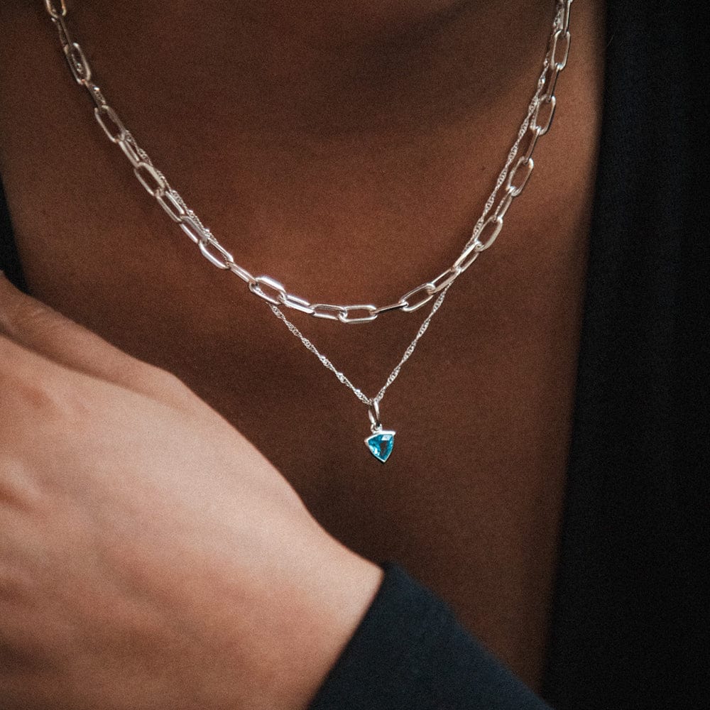 Daisy London Silver Blue Topaz December Birthstone Charm Necklace - MococoDaisy LondonBS24_SLVNecklaces