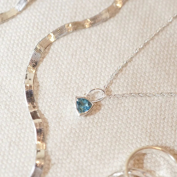 Daisy London Silver Blue Topaz December Birthstone Charm Necklace - MococoDaisy LondonBS24_SLVNecklaces