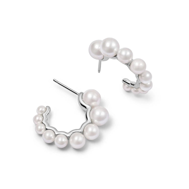 Daisy London Silver Chunky Pearl Hoop Earrings - MococoDaisy LondonBPE04_SLVEarrings