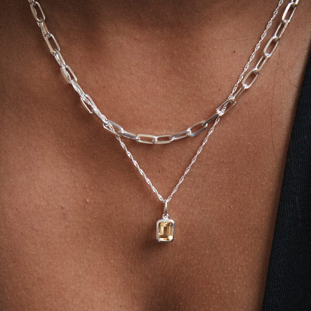 Daisy London Silver Citrine November Birthstone Charm Necklace - MococoDaisy LondonBS23_SLVNecklaces