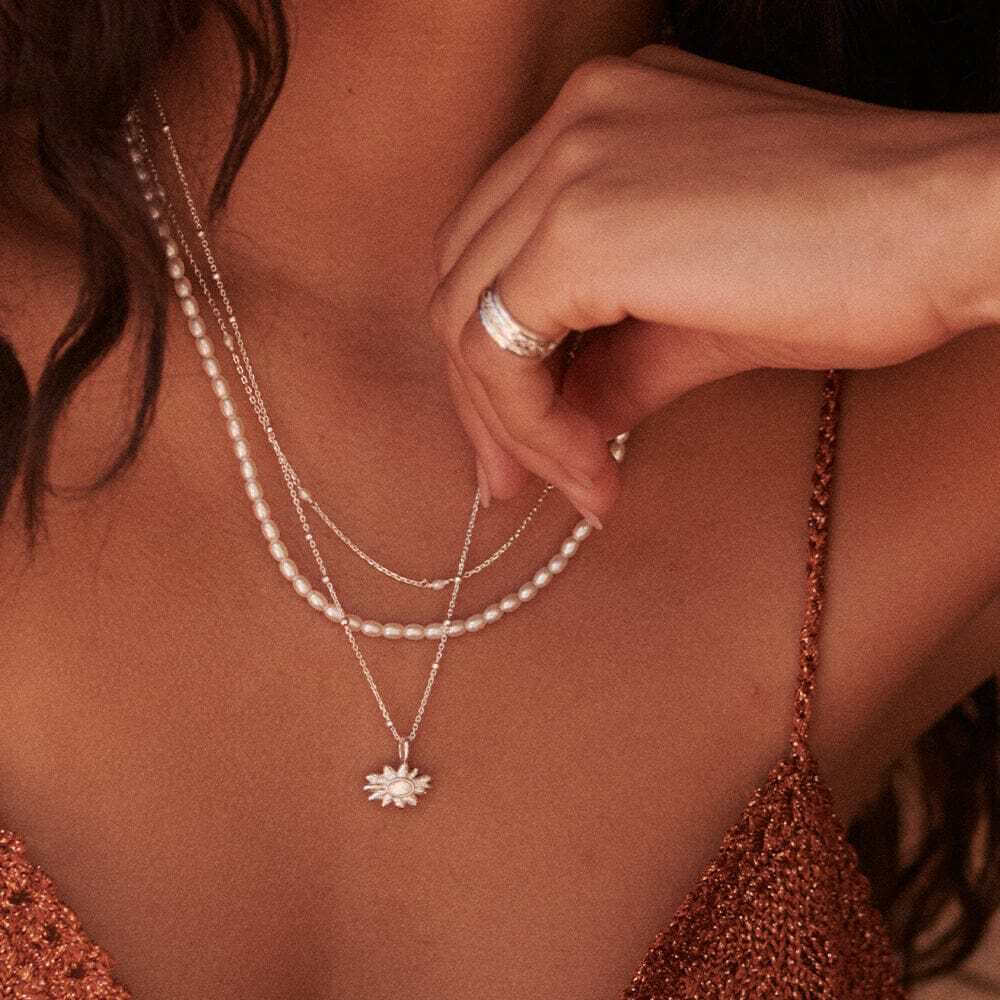 Daisy London Silver Daisy Mother Of Pearl Flower Necklace - MococoDaisy LondonDBN03_SLVNecklaces