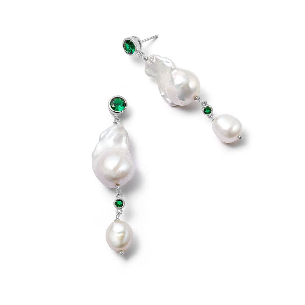Daisy London Silver Double Baroque Pearl Drop Earrings - MococoDaisy LondonSE14_SLVEarrings