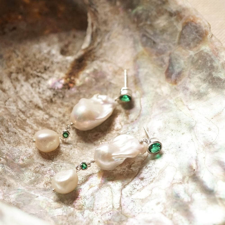 Daisy London Silver Double Baroque Pearl Drop Earrings - MococoDaisy LondonSE14_SLVEarrings