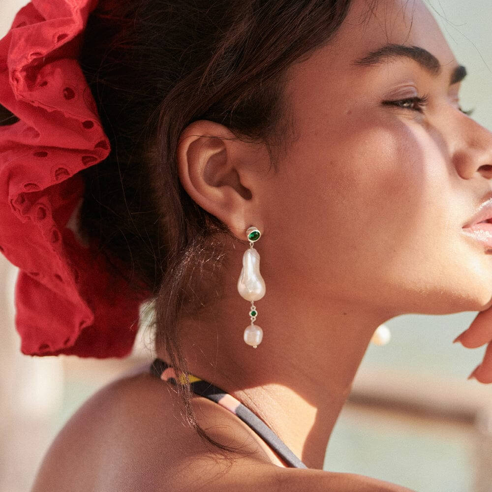 Daisy London Silver Double Baroque Pearl Drop Earrings - MococoDaisy LondonSE14_SLVEarrings