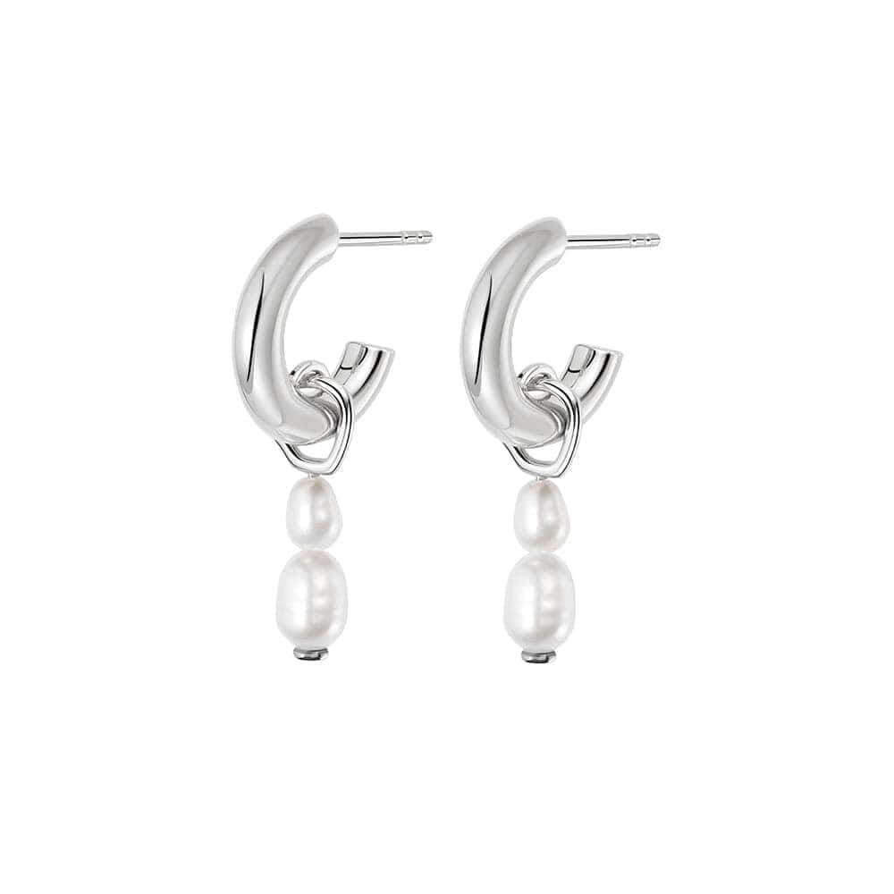 Daisy London Silver Double Baroque Pearl Hoop Earrings - MococoDaisy LondonTE08_SLVEarrings