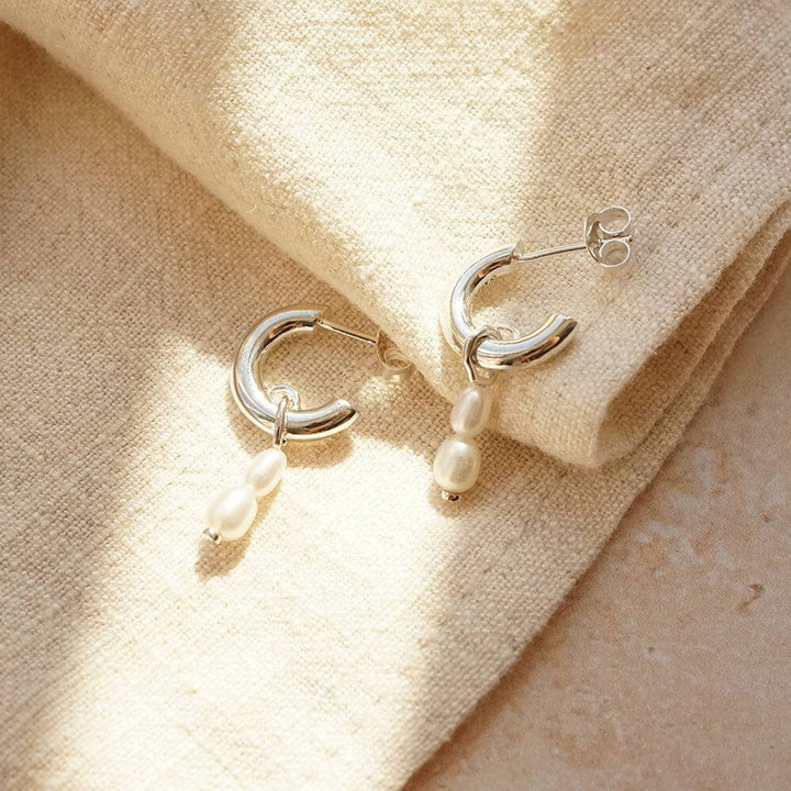 Daisy London Silver Double Baroque Pearl Hoop Earrings - MococoDaisy LondonTE08_SLVEarrings