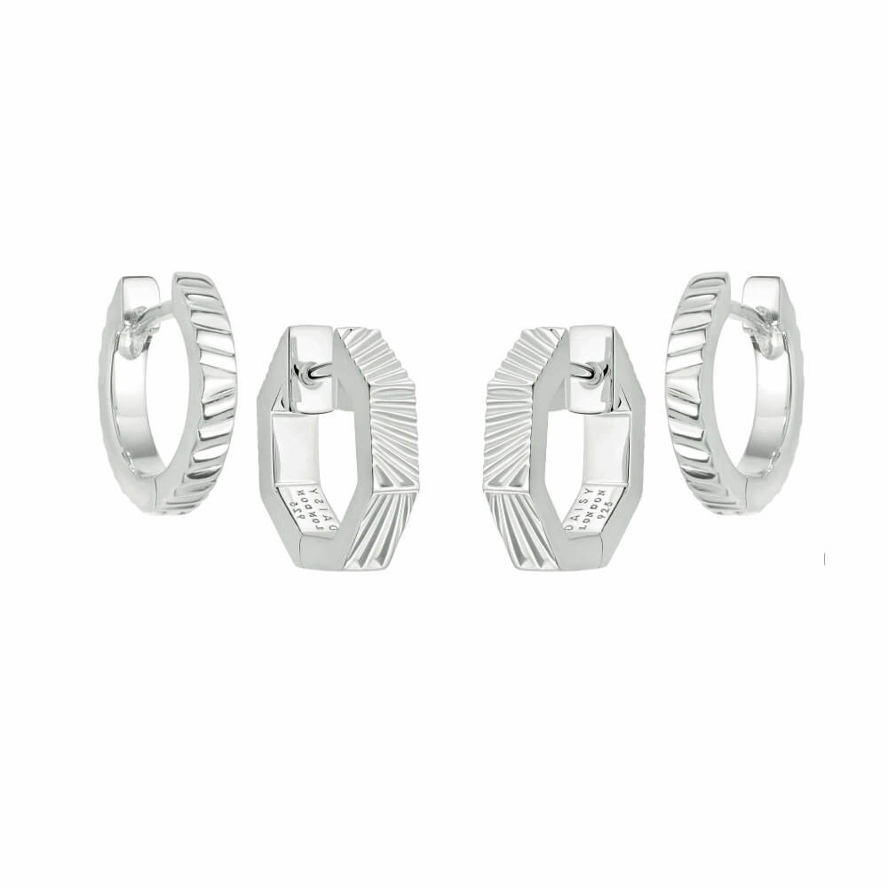 Daisy London Silver Double Huggie Earring Stack - MococoDaisy LondonGSET36_SLVEarrings