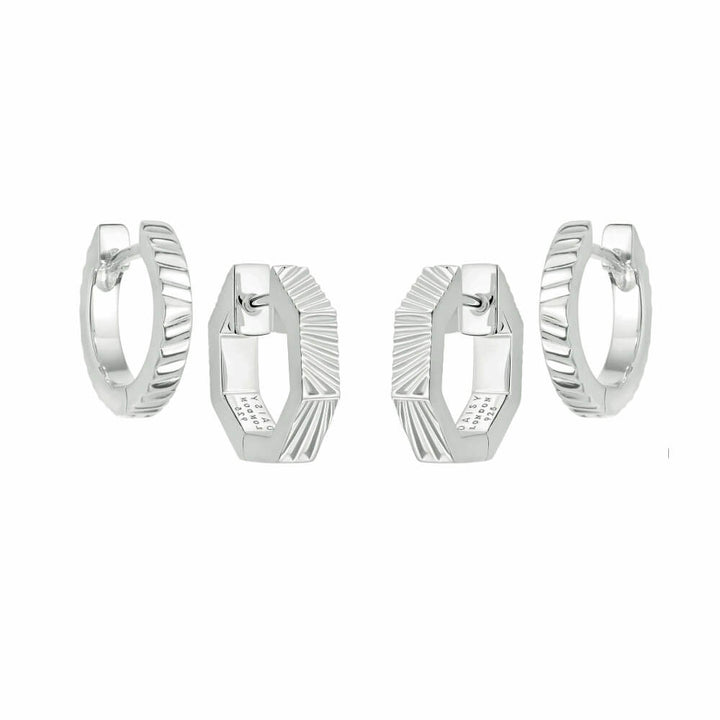 Daisy London Silver Double Huggie Earring Stack - MococoDaisy LondonGSET36_SLVEarrings