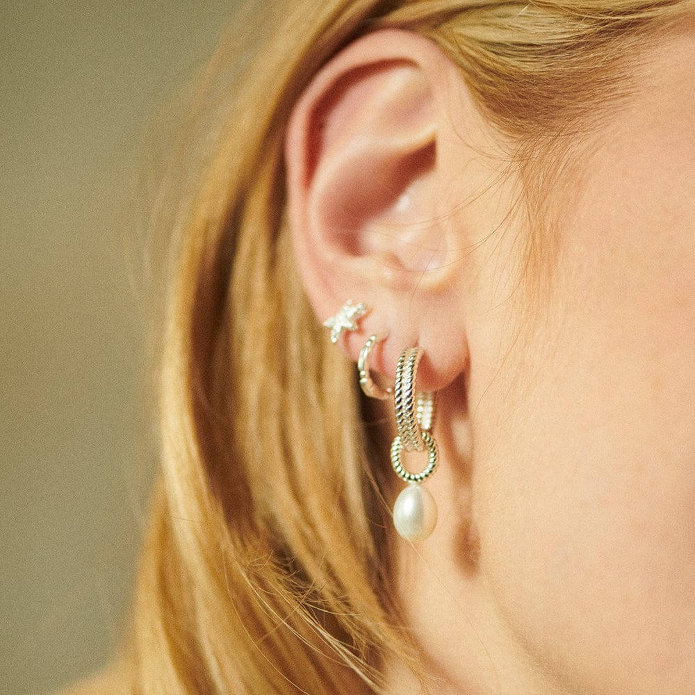 Daisy London Silver Double Rope Pearl Drop Earrings - MococoDaisy LondonTE07_SLVEarrings