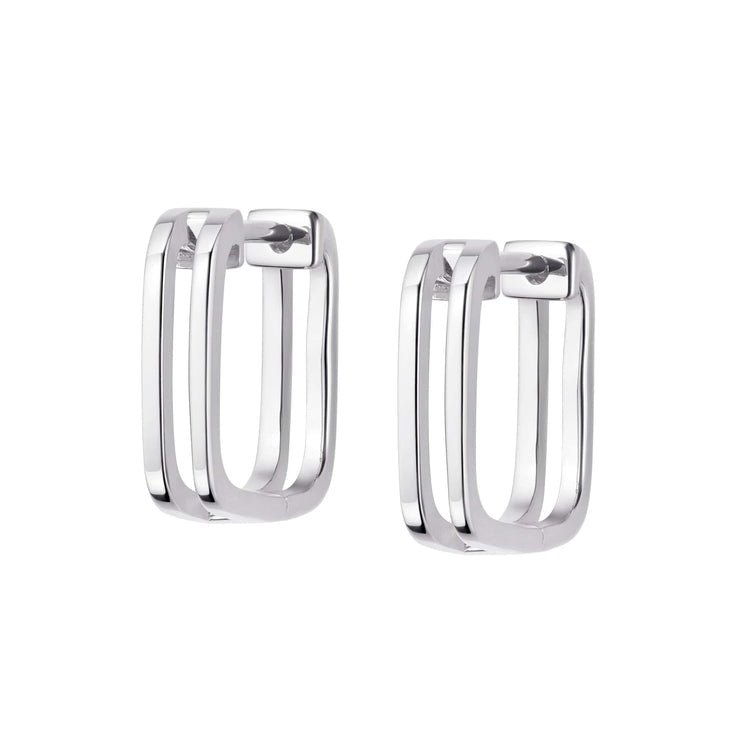 Daisy London Silver Double Square Huggie Hoop Earrings - MococoDaisy LondonHUG16_SLV5056104110935Earrings