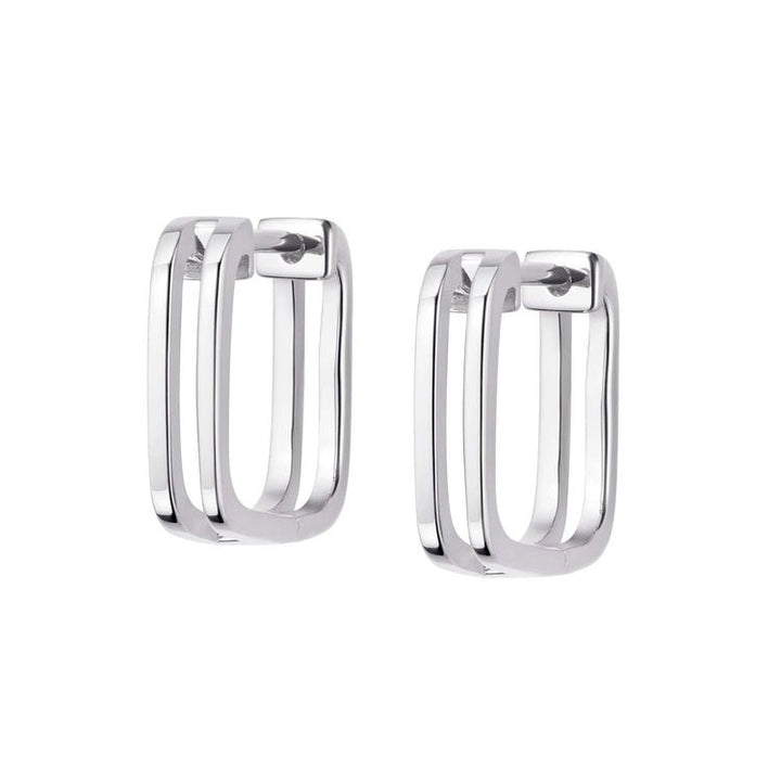 Daisy London Silver Double Square Huggie Hoop Earrings - MococoDaisy LondonHUG16_SLV5056104110935Earrings