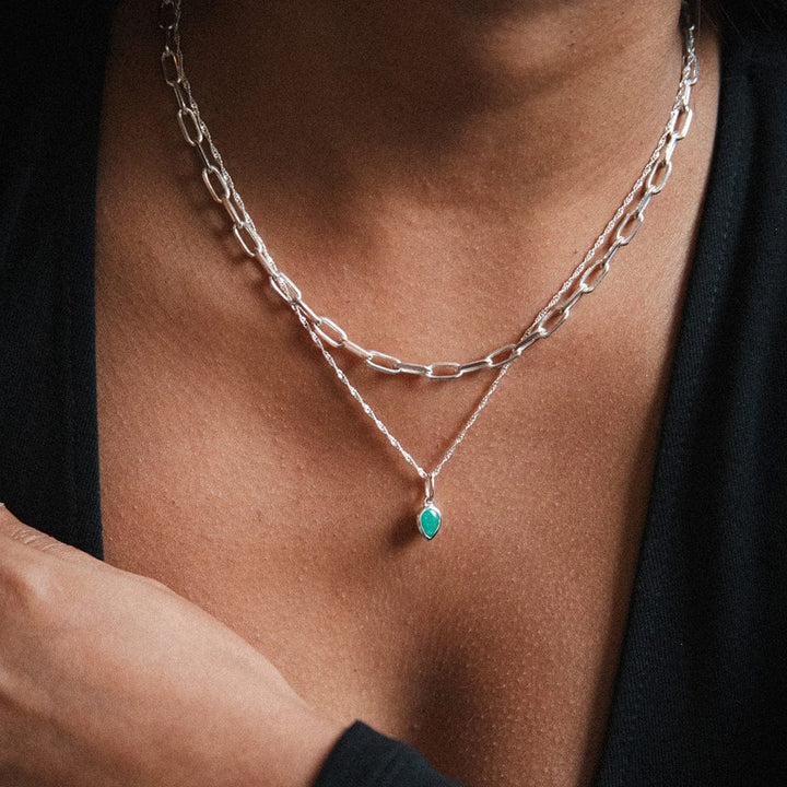 Daisy London Silver Emerald May Birthstone Charm Necklace - MococoDaisy LondonBS17_SLVNecklaces