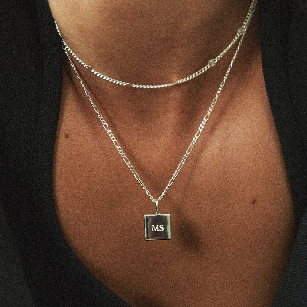 Daisy London Silver Engravable Square Pendant Necklace - MococoDaisy LondonEGN01_SLVCharms & Pendants
