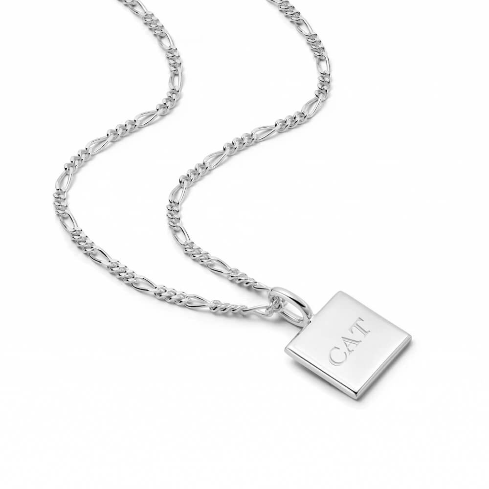 Daisy London Silver Engravable Square Pendant Necklace - MococoDaisy LondonEGN01_SLVCharms & Pendants