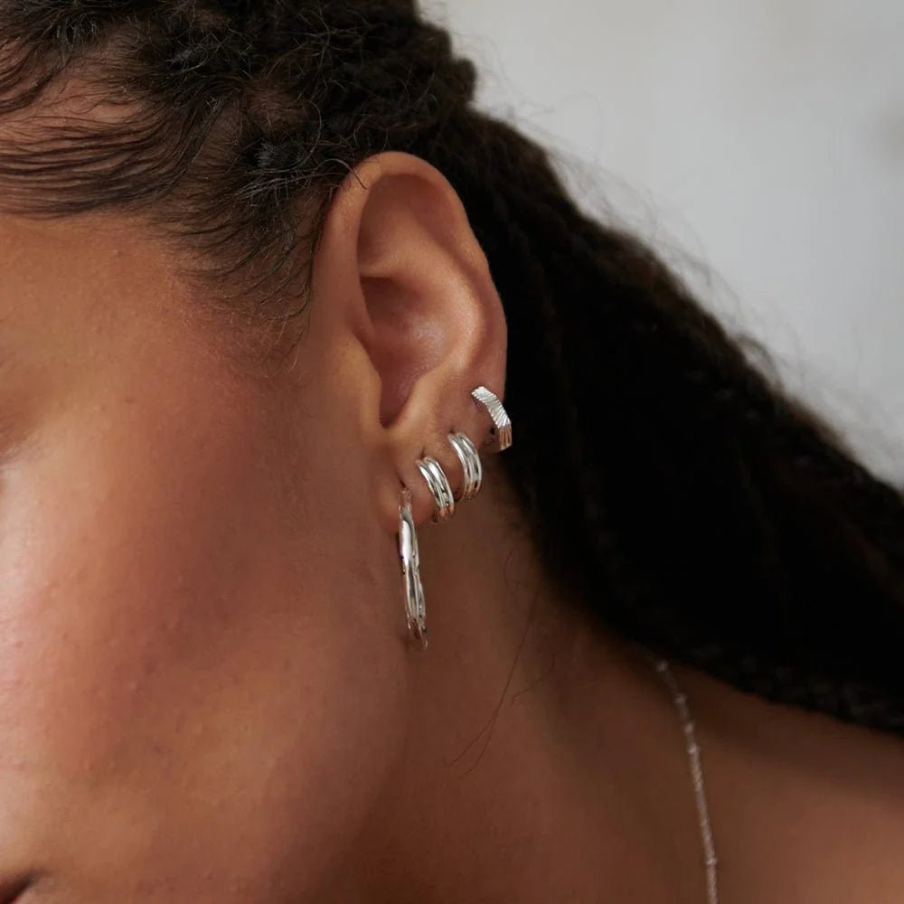 Daisy London Silver Estee Lalonde Octagonal Huggie Hoops - MococoDaisy LondonELE13_SLVEarrings