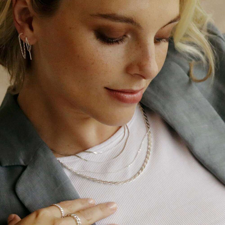 Daisy London Silver Estee Lalonde Parallel Snake Chain Necklace - MococoDaisy London3ELN26_SLVNecklaces