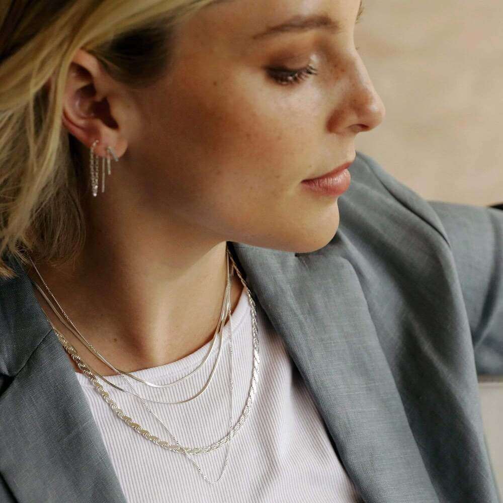 Daisy London Silver Estee Lalonde Parallel Snake Chain Necklace - MococoDaisy London3ELN26_SLVNecklaces